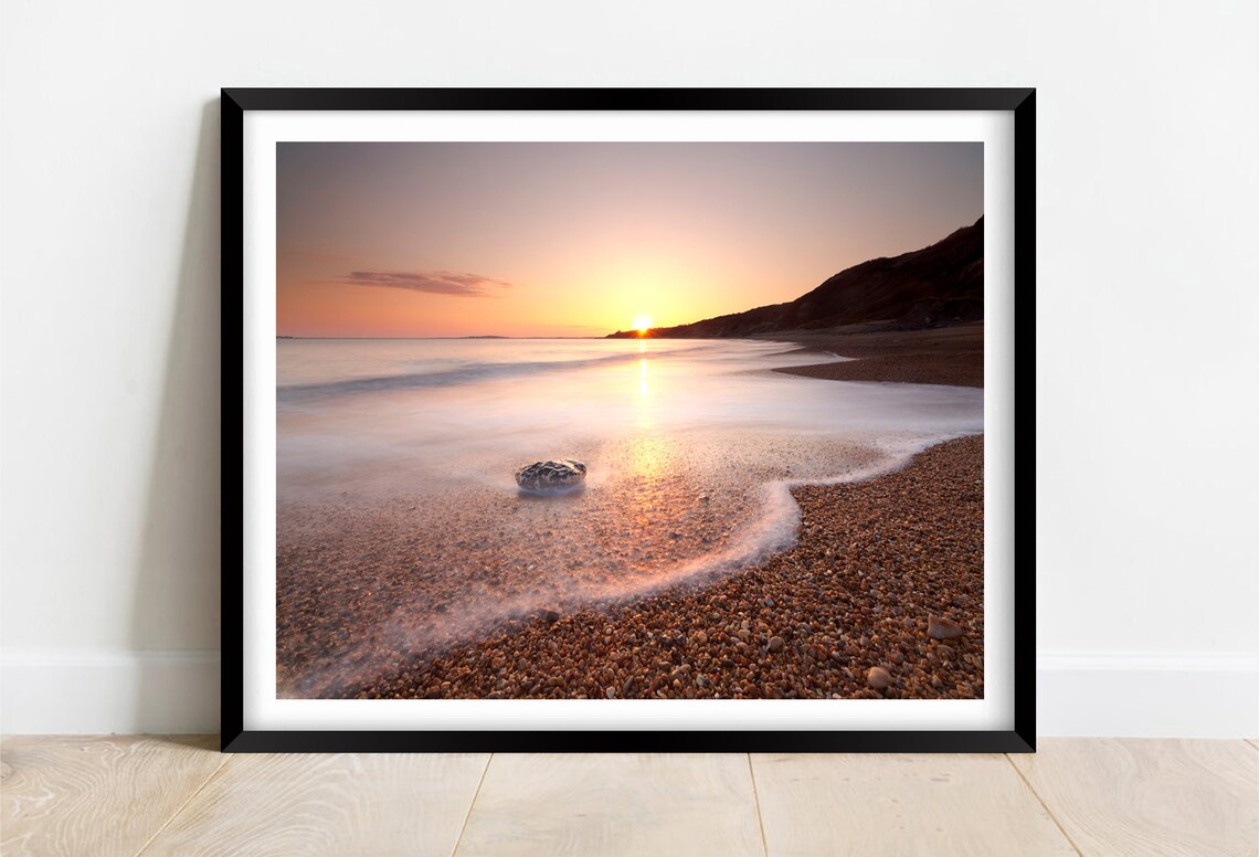 Ringstead Bay Sunrise Over Pebble And Shingle Shore Dorset Poster