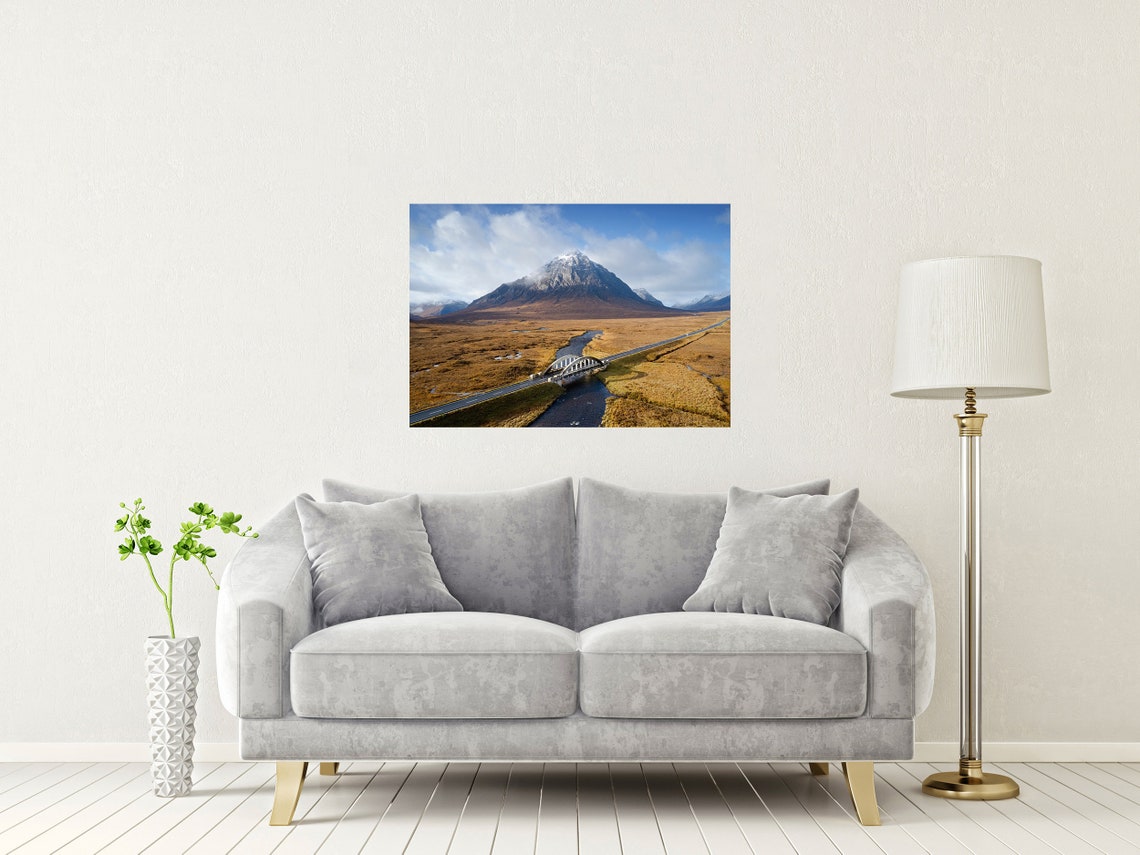 Buachaille Etive Mor Glencoe Aerial Of Road Bridge And Peak Poster - Image 2
