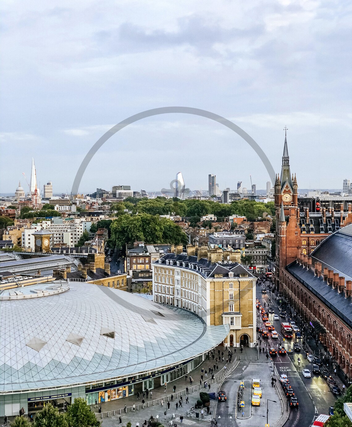 London St Pancras Station Kings Cross Aerial Cityscape Poster - Image 3