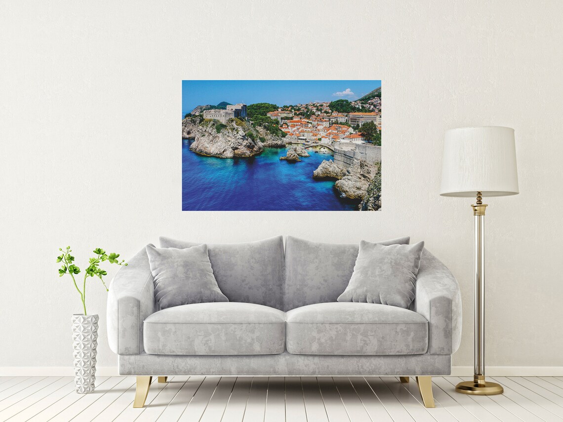Dubrovnik Old Town Croatia Red Roofs Fortress and Blue Sea Poster - Image 2