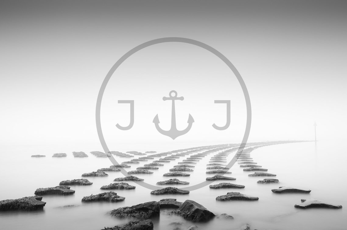 Felixstowe Beach Suffolk Black White Minimal Groyne Sea Poster - Image 3