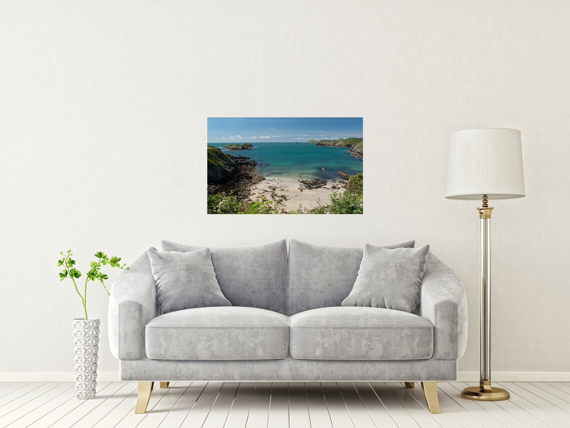 Porthlysgi Bay Turquoise Water And Hidden Rocky Cove Wales Poster - Image 2