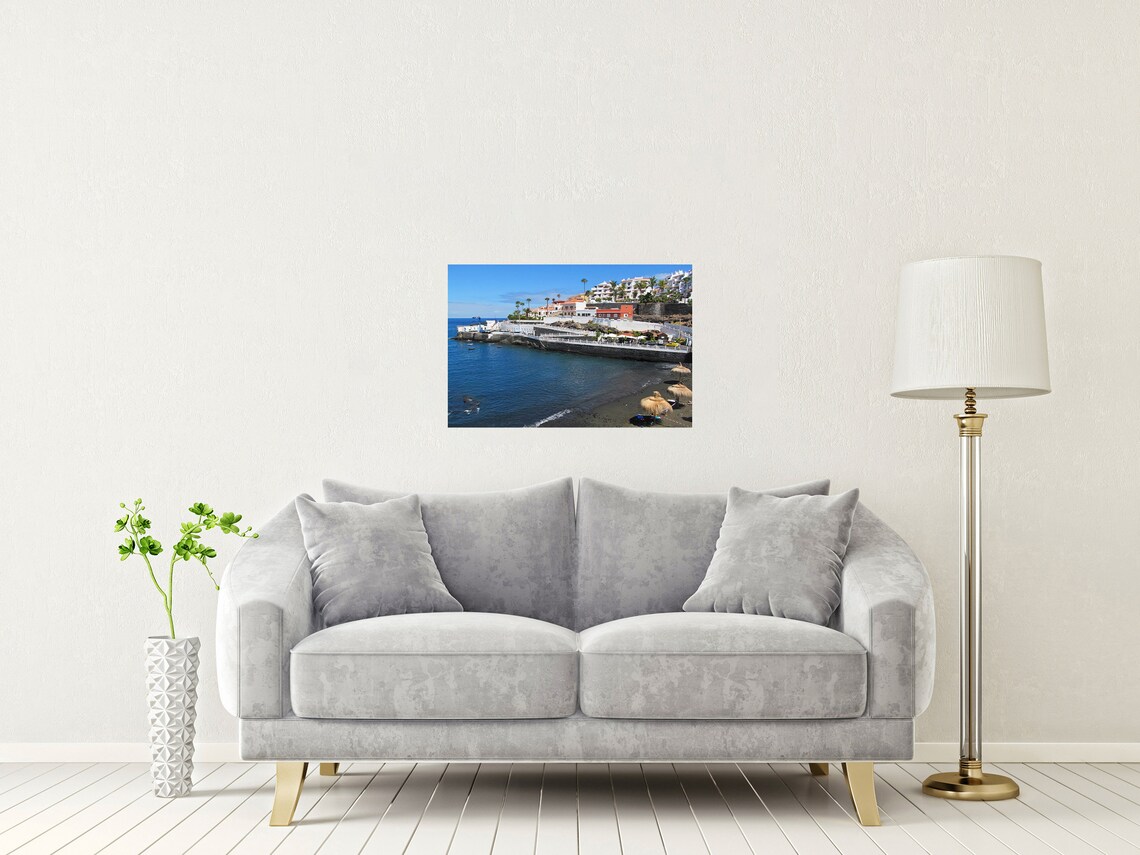 La Arena Tenerife Black Sand Beach Seafront Palms Coastal Town Poster - Image 2