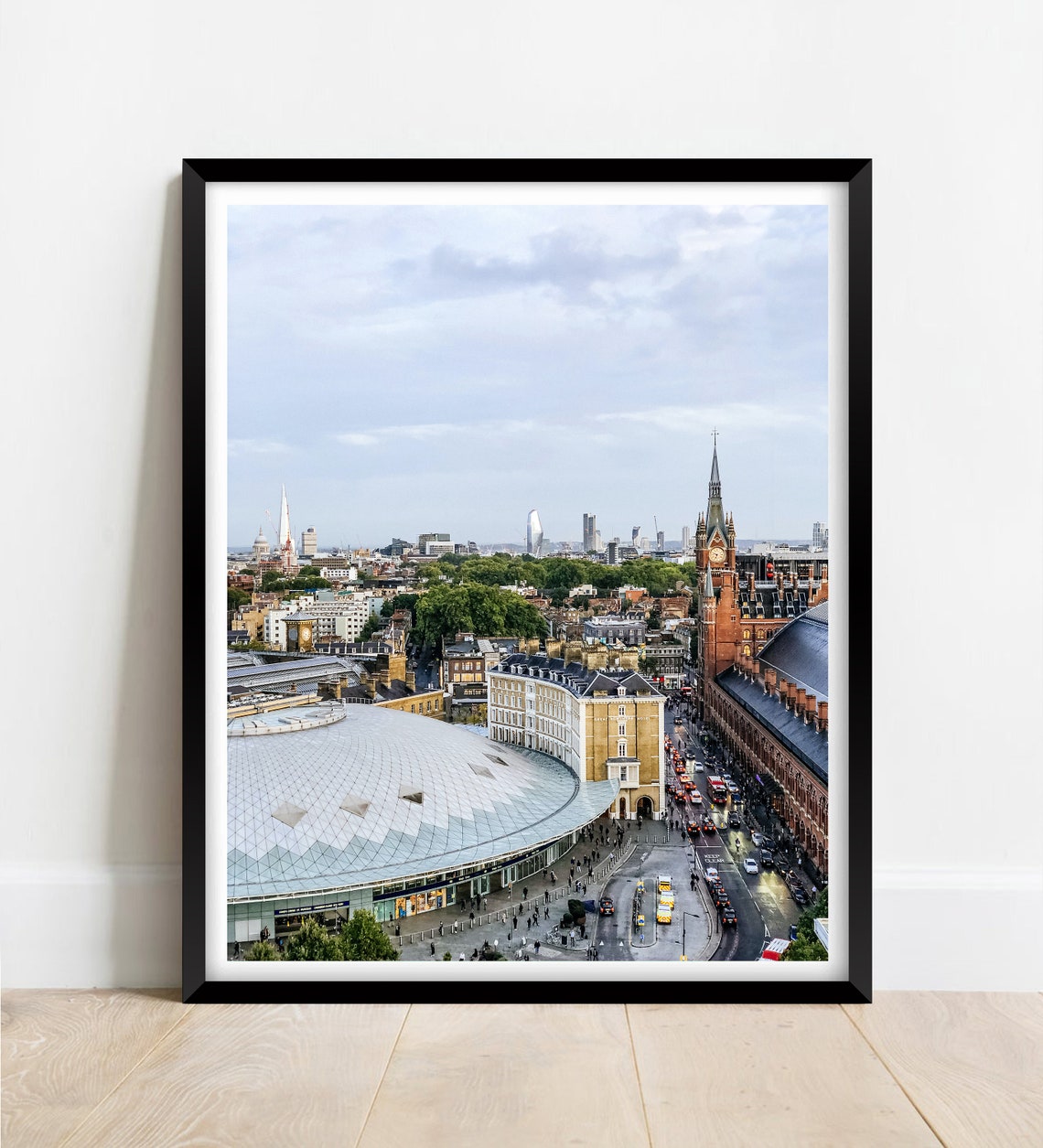 London St Pancras Station Kings Cross Aerial Cityscape Poster