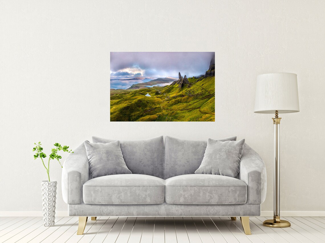 Old Man Of Storr Isle Of Skye Misty Green Hills And Rock Poster - Image 2