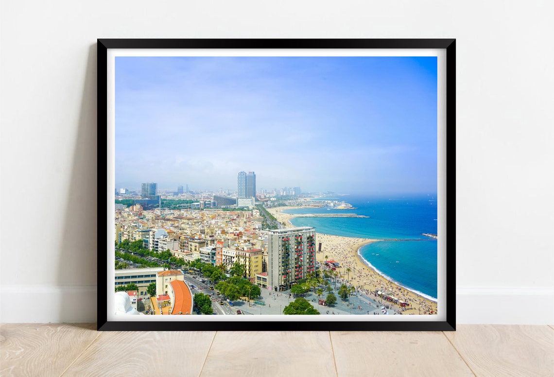 Barcelona Barceloneta Beach Aerial Turquoise Coast Photo Poster