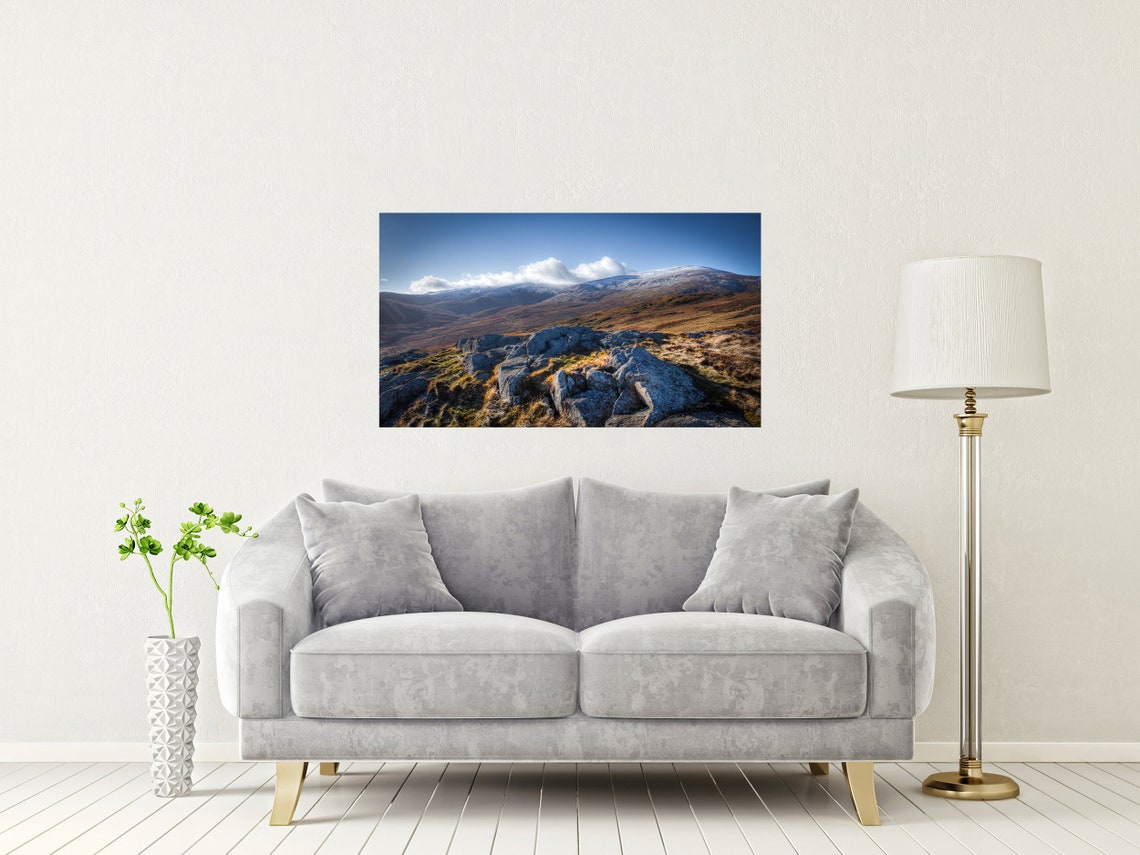 Carneddau Mountain Range Snowdonia Wales Snowy Peaks View Poster - Image 2