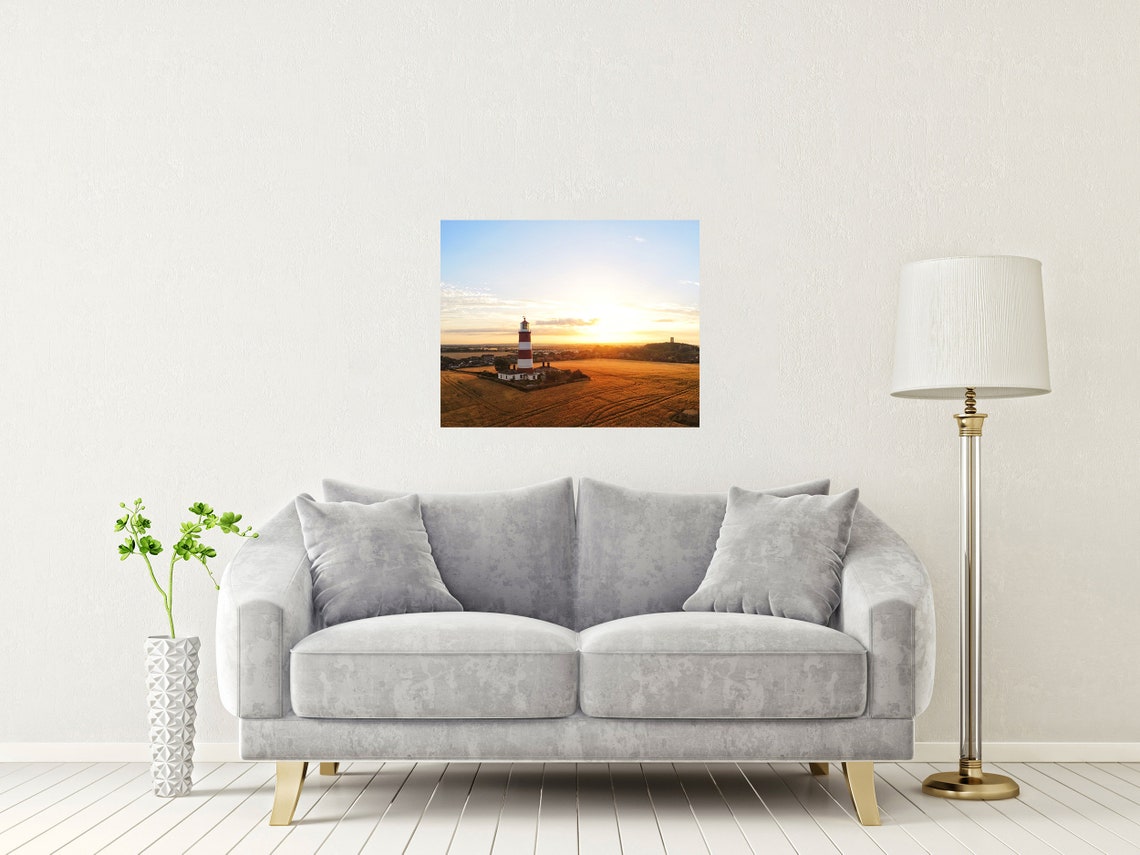 Happisburgh Lighthouse Norfolk Sunset Golden Fields Photo Poster - Image 2