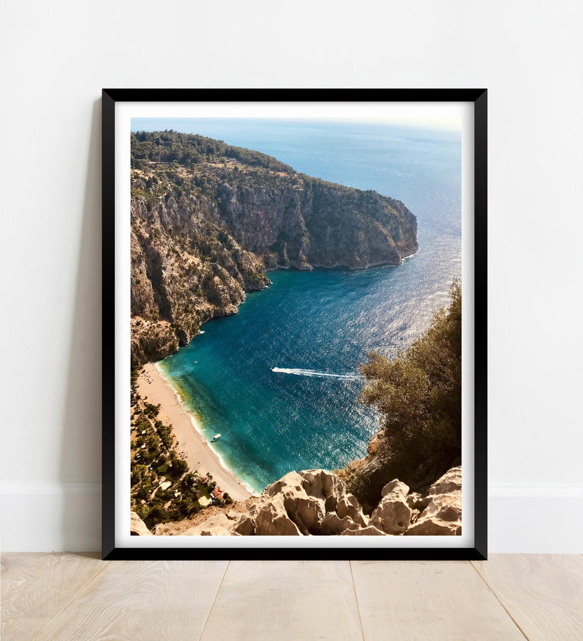 Fethiye Turkey Blue Lagoon Aerial Beach and Cliffs View Poster