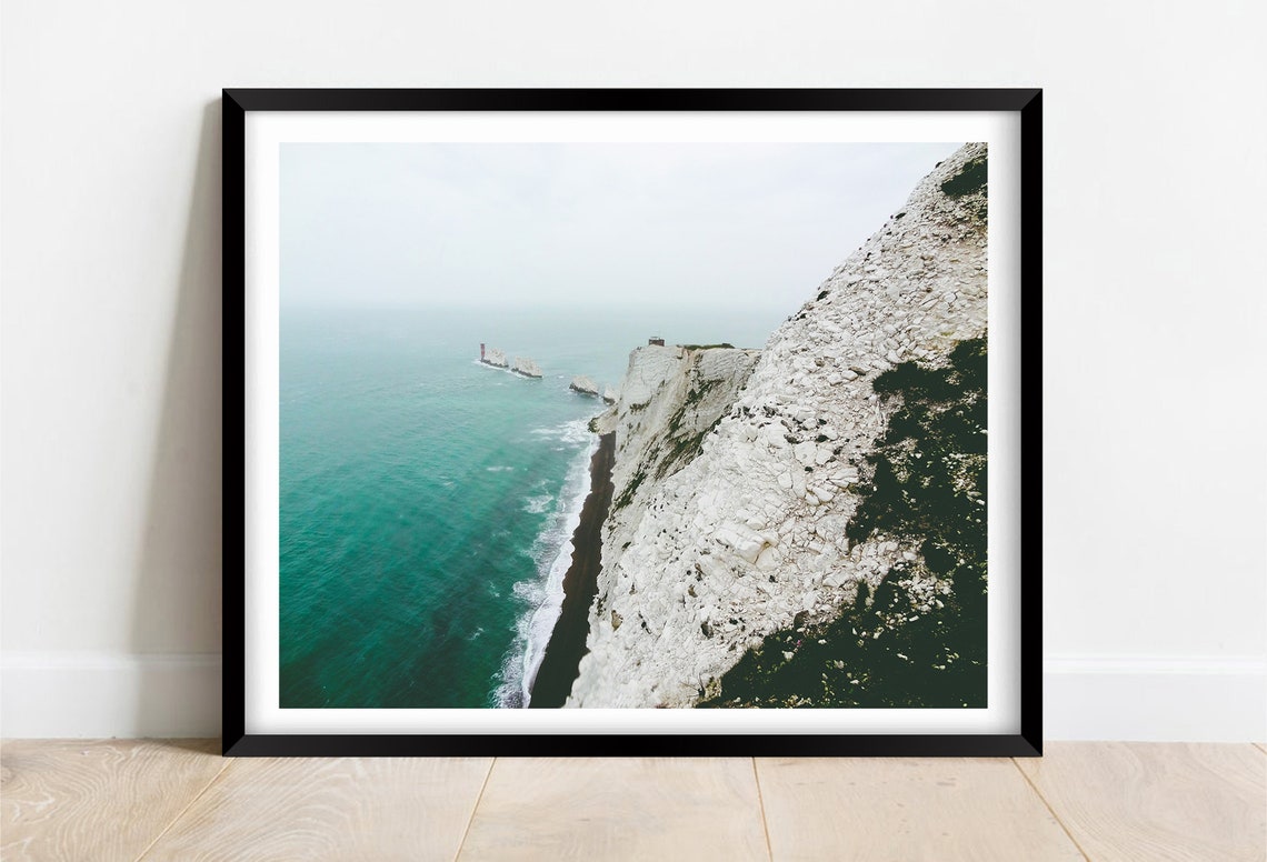 The Needles Isle of Wight Chalk Cliffs Lighthouse View Poster