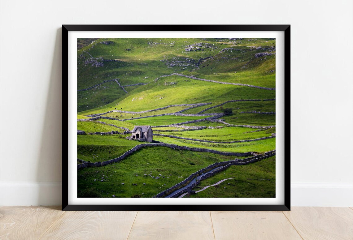Yorkshire Dales Barns And Green Hills Travel Poster