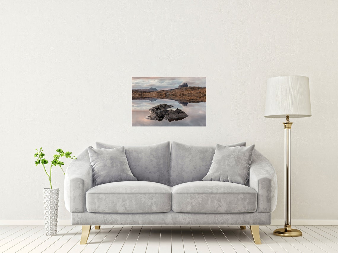 Assynt Sutherland Mountain Reflection Still Water Loch Scotland Poster - Image 2
