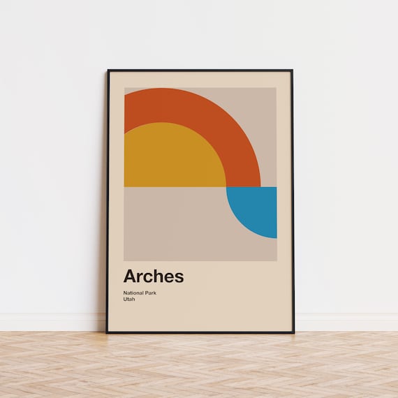Arches National Park Utah Abstract Geometric Sunset Art Poster