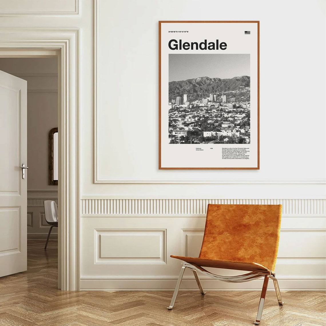 Glendale California Black And White City Photo Minimalist Poster - Image 3