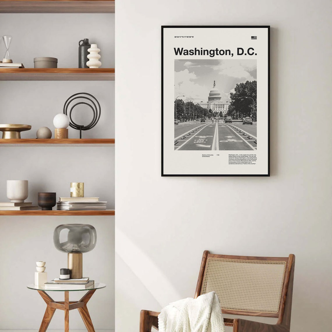 Washington D.C. U.S. Capitol Black and White Photography Poster - Image 3