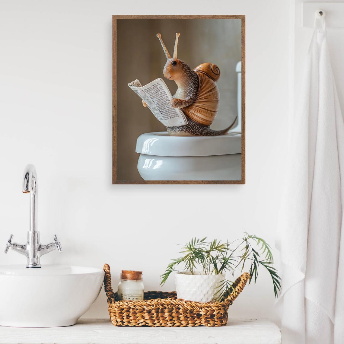 Snail Reading a Newspaper While Sitting on the Toilet Cute Poster - Image 2
