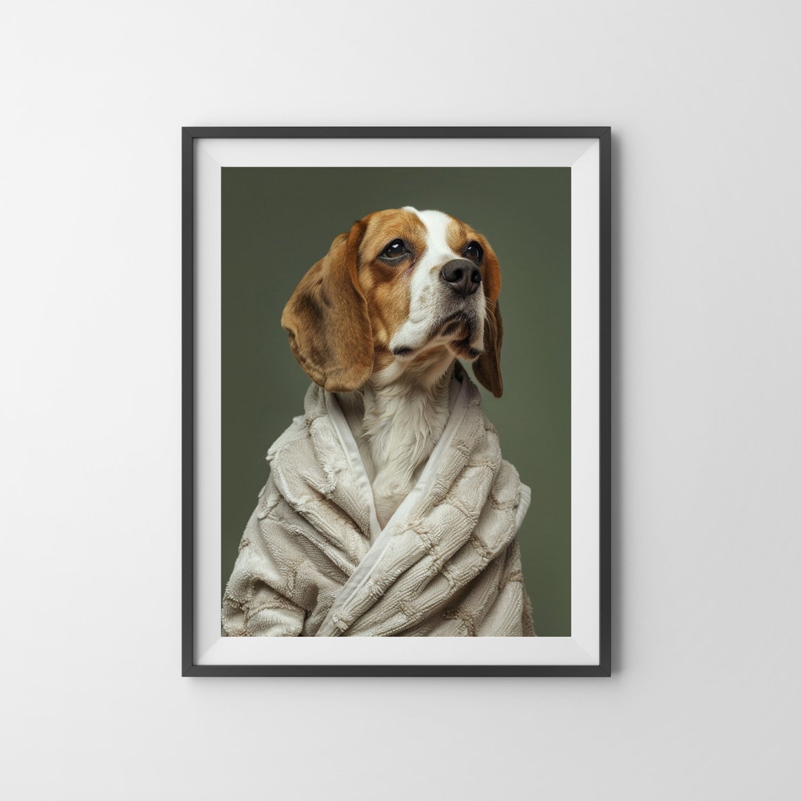 Beagle Wrapped In Towel Cute After Bath Dog Portrait Poster Art - Image 3