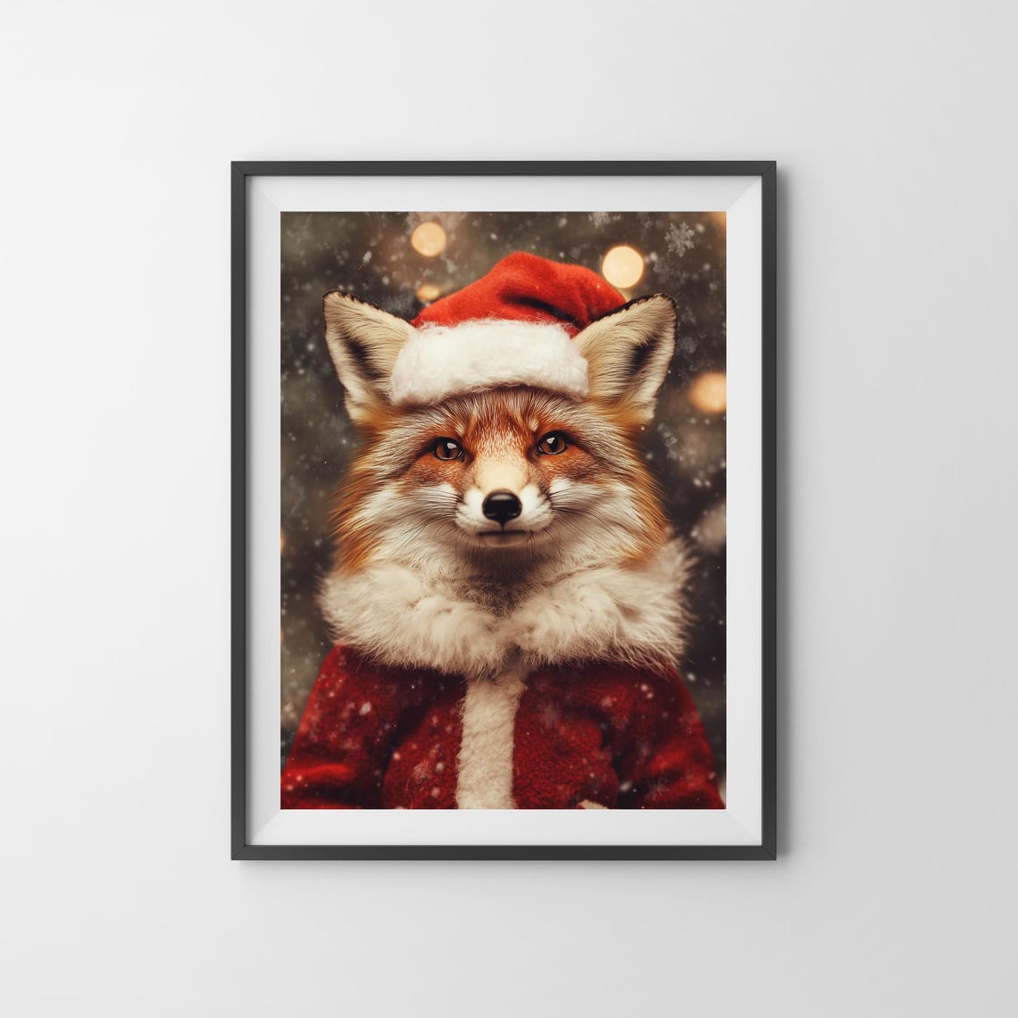 Red Fox Wearing Santa Hat And Red Coat Festive Christmas Poster - Image 3
