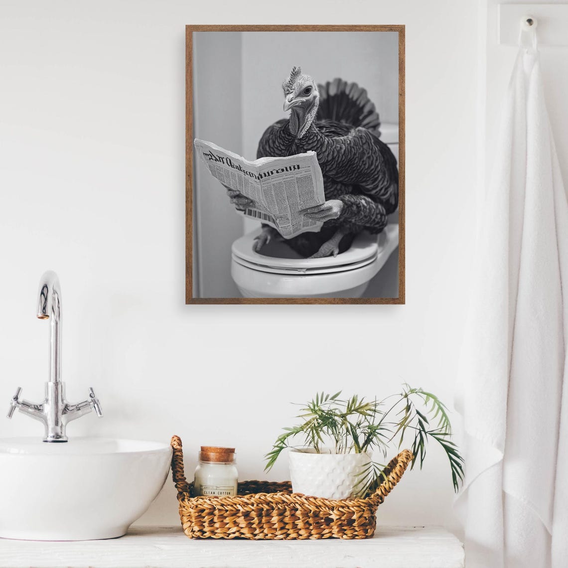 Turkey on the Toilet Reading Newspaper Funny Bathroom Poster - Image 2