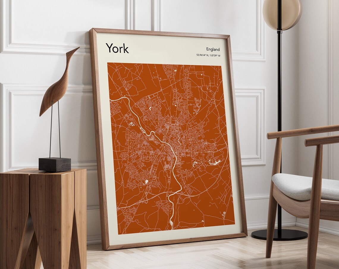 York UK Map Print, Modern Style Map Poster