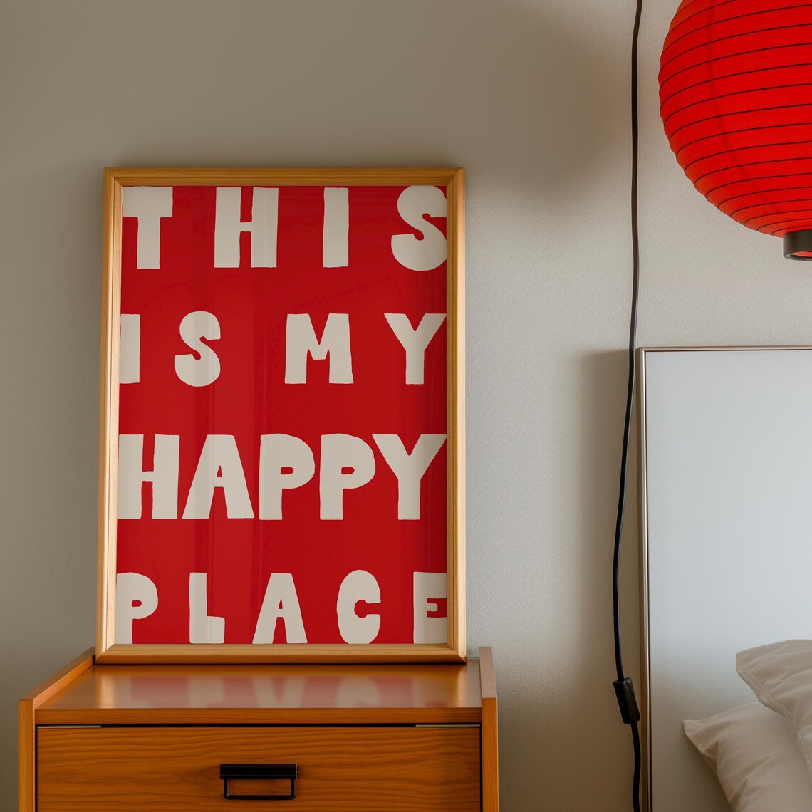 This Is My Happy Place Poster Red Retro Typography Quote Art Design