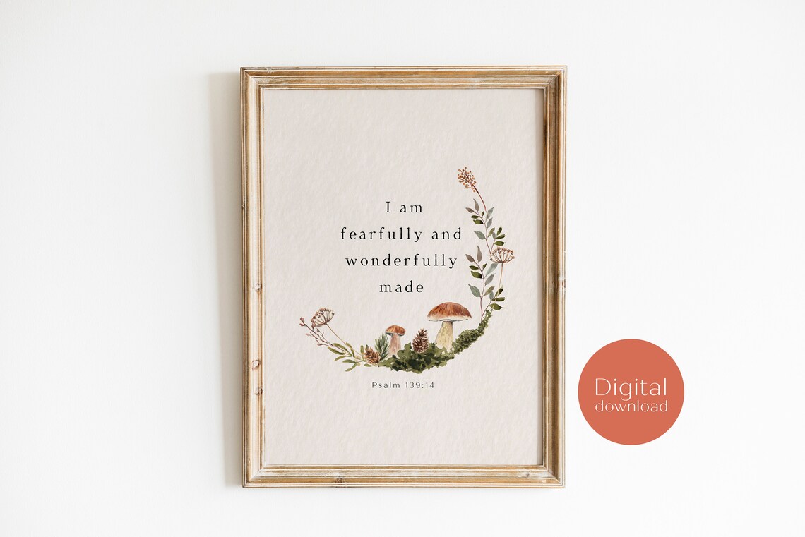 Psalm 139:14 Wildflower Nursery Christian Art Print - Image 8