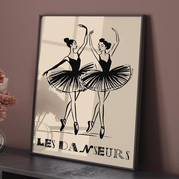 Elegant Black Ballerina Art Print Minimalist Ballet Dancers Poster Graceful Silhouettes Wall Art Classical Dance Art Ballet Lovers Art