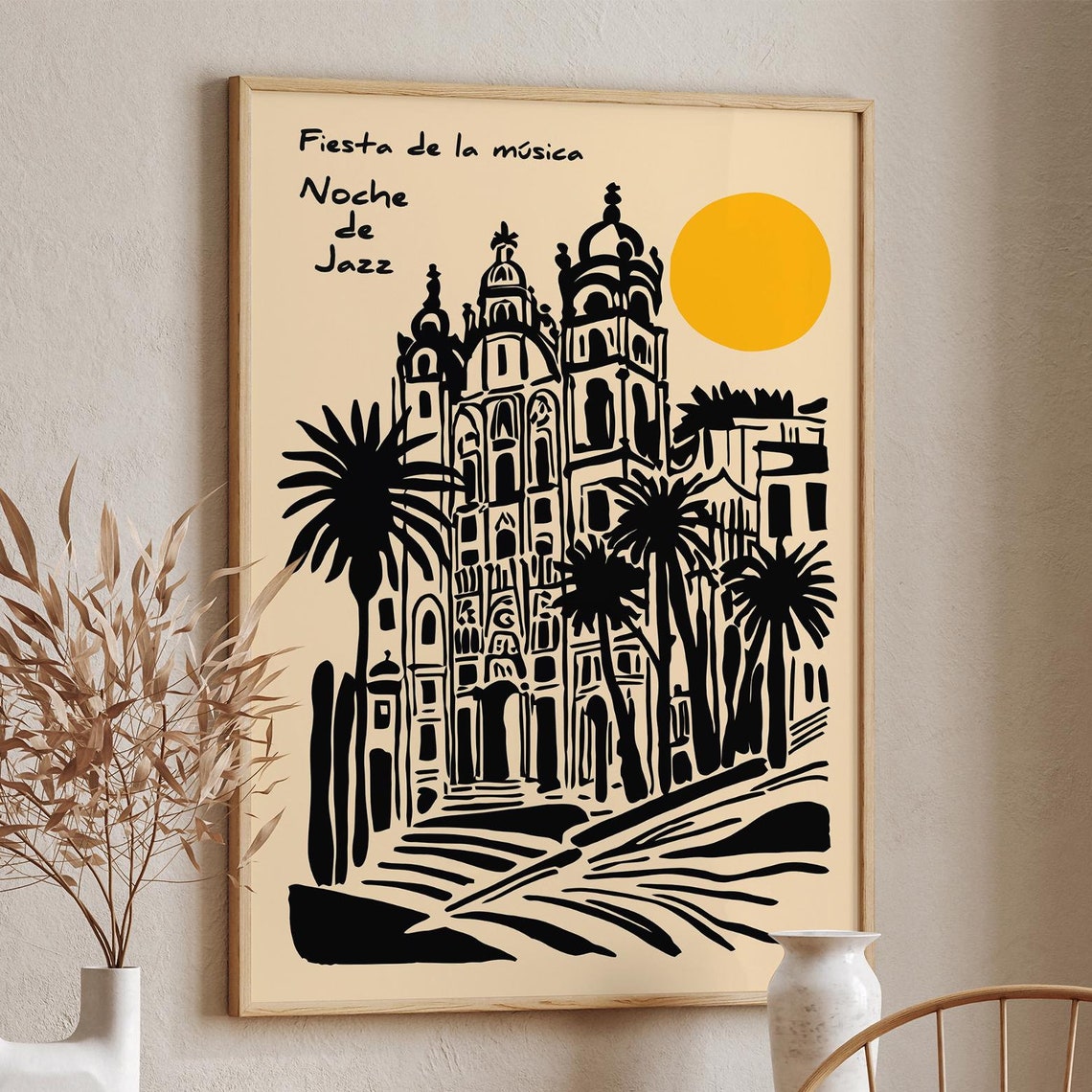 Fiesta de la Música Noche de Jazz Cathedral Black Ink Poster - Image 6