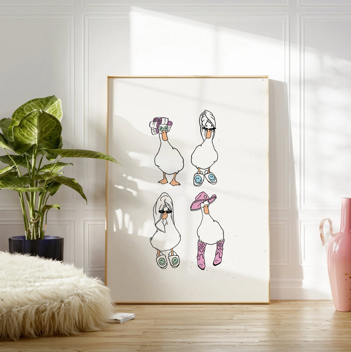 Cowboy And Curlers It Girl Art Print, Bathroom Decor
