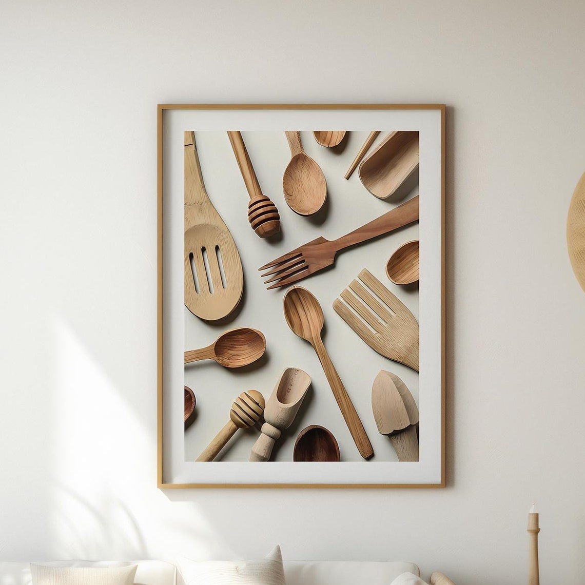 Wooden Kitchen Utensils Flat Lay Rustic Cooking Tool Art Poster - Image 2