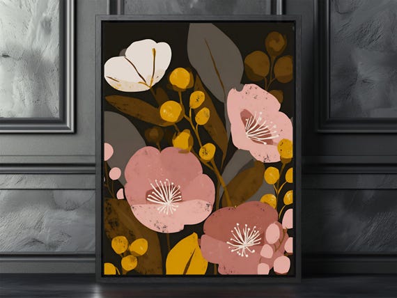 Dark Floral Botanical Wall Art Vintage Maximalist Bloom Print