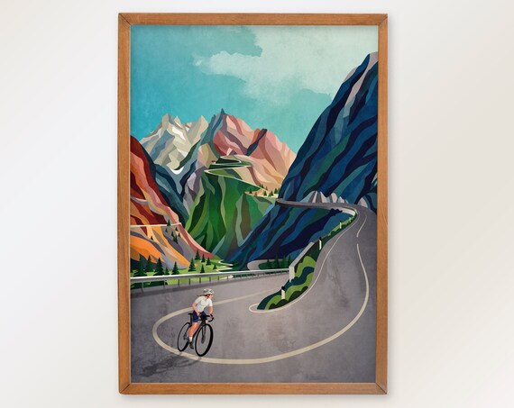 Woman Cyclist Cycling Art Print, The Ascent