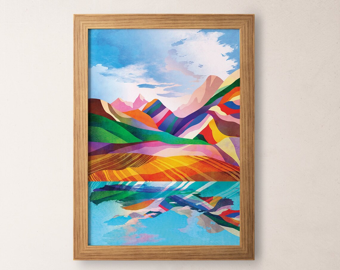 Sunny Day In The Mountains Landscape Art Print - Image 4