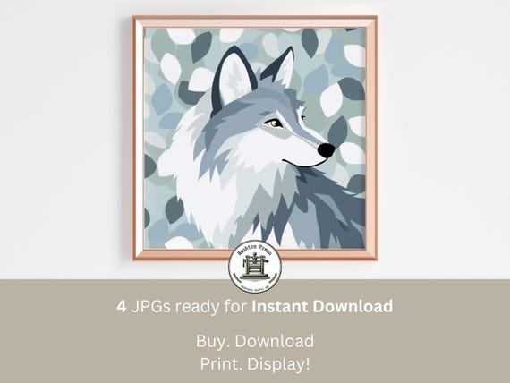 Winter Wolf Print Boho Scandi Nursery Art