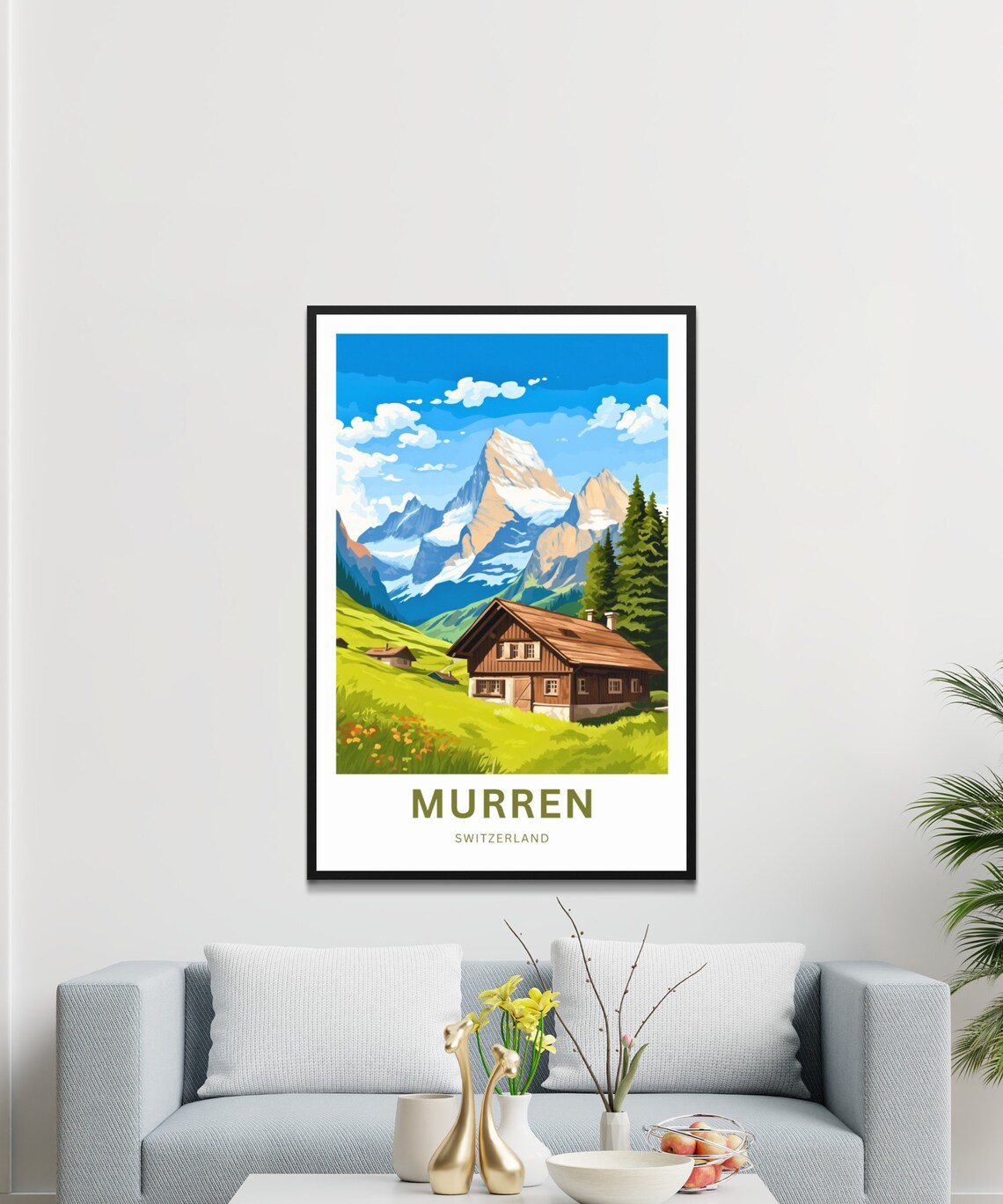 Personalized Murren Switzerland Alpine Chalet Travel Gift Poster - Image 4
