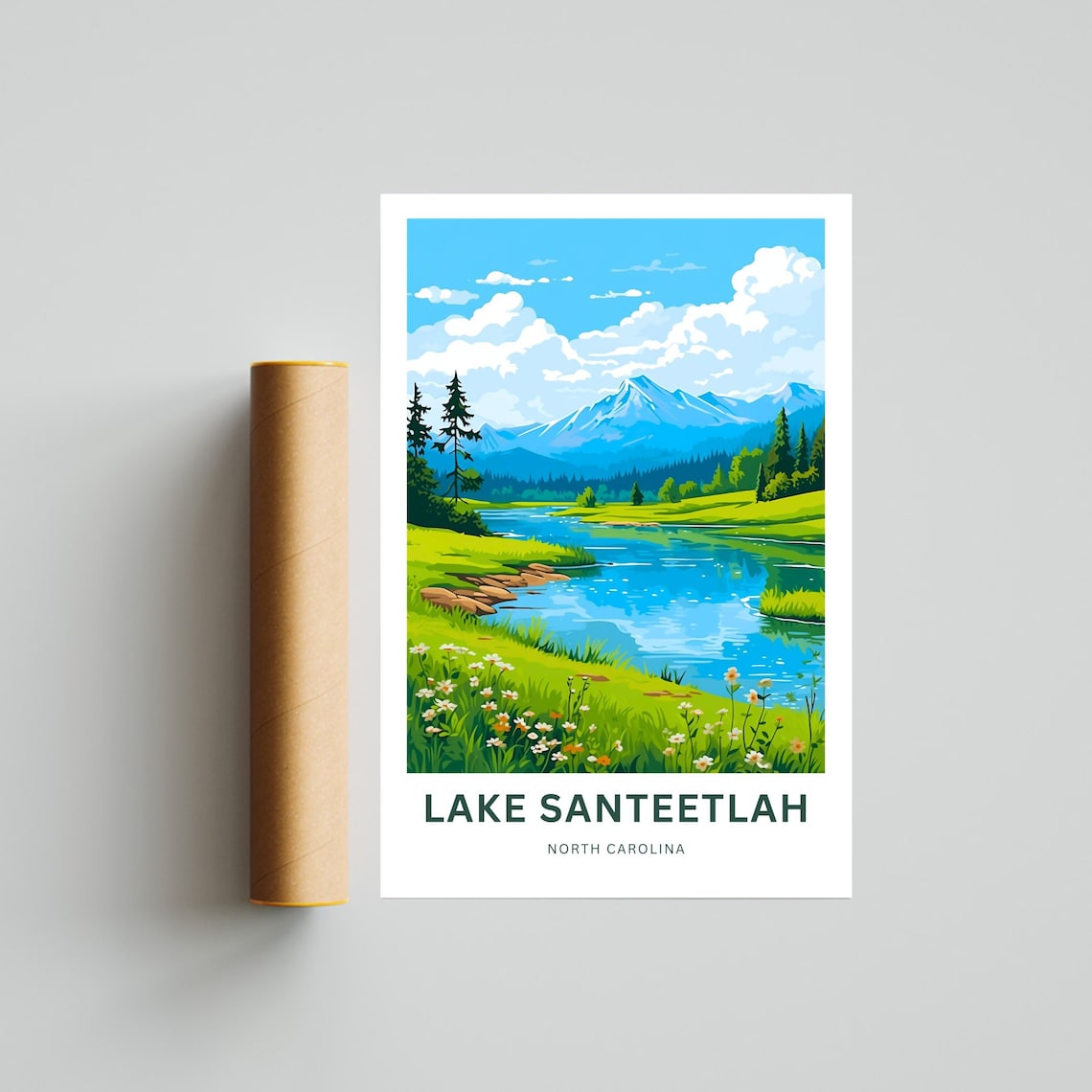 Lake Santeetlah North Carolina River Wildflowers Travel Poster - Image 4