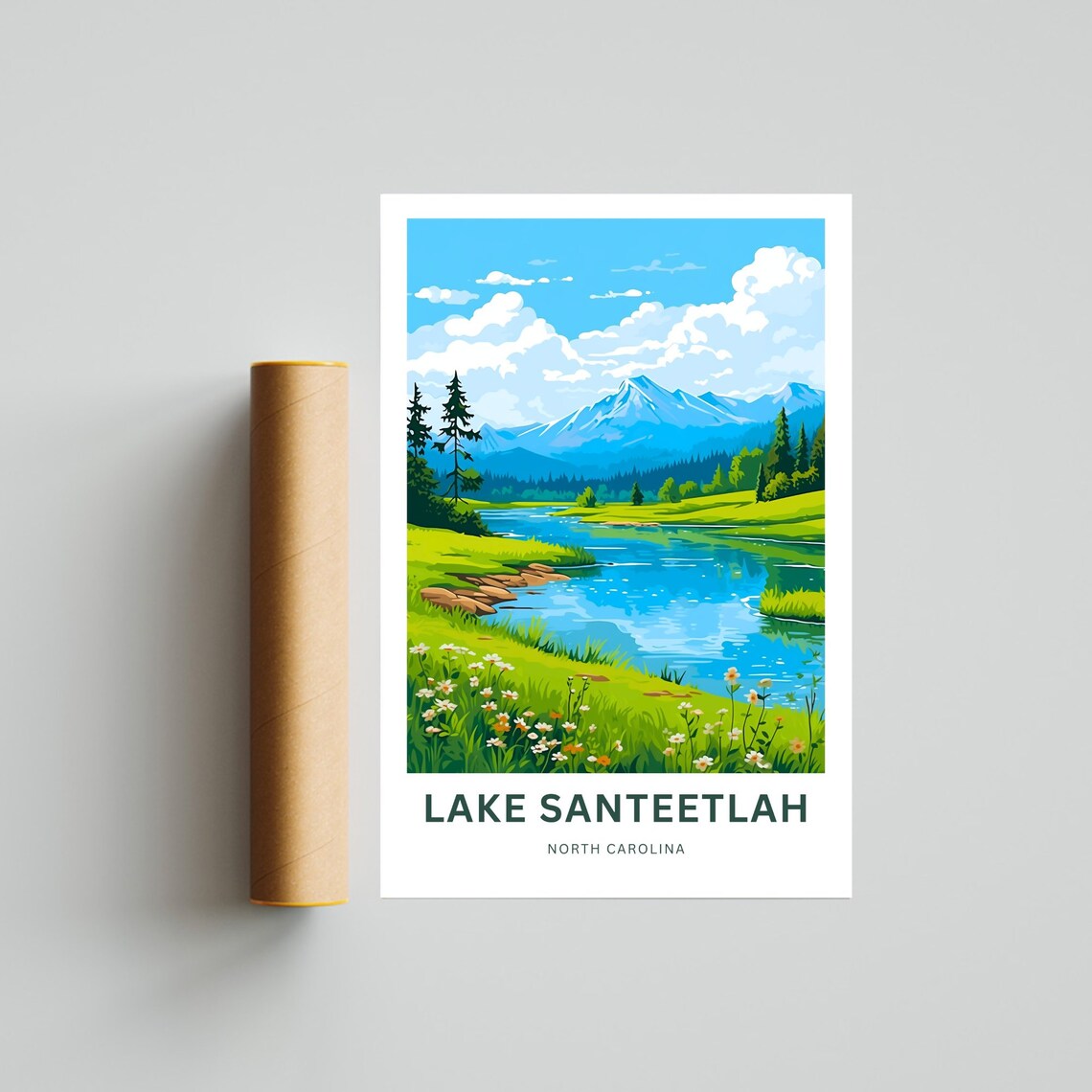Personalized Lake Santeetlah North Carolina Custom Gift Travel Poster - Image 4