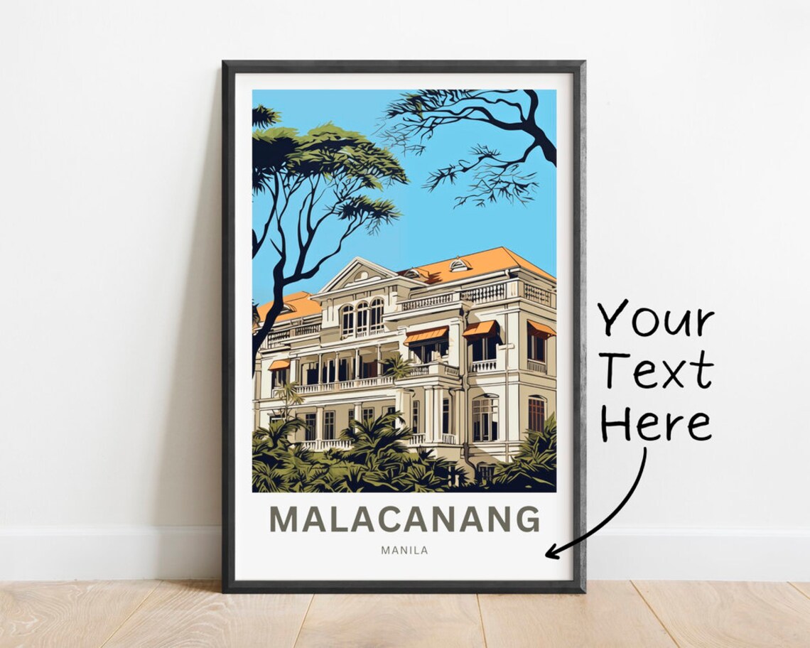 Malacanang Manila Philippines Custom Text Historic Travel Art Poster