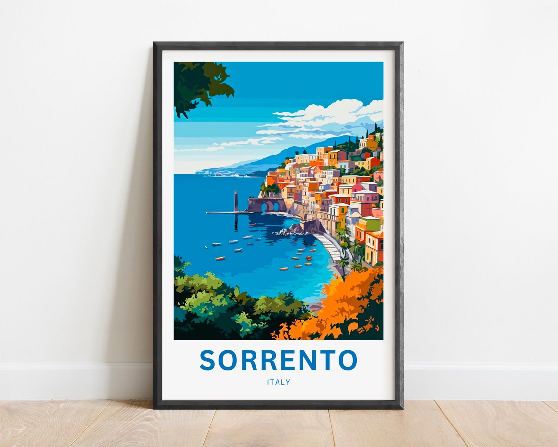 Sorrento Italy Colorful Cliffside Coastal Town Harbor Poster