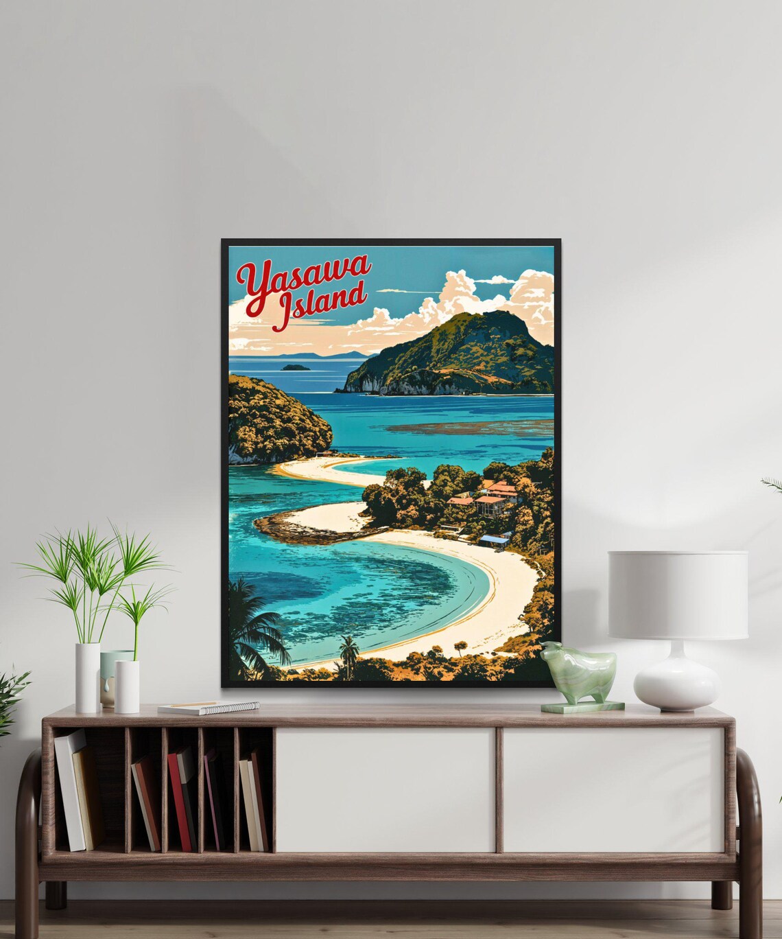 Yasawa Island Fiji Turquoise Lagoon Beach Vintage Travel Poster - Image 2
