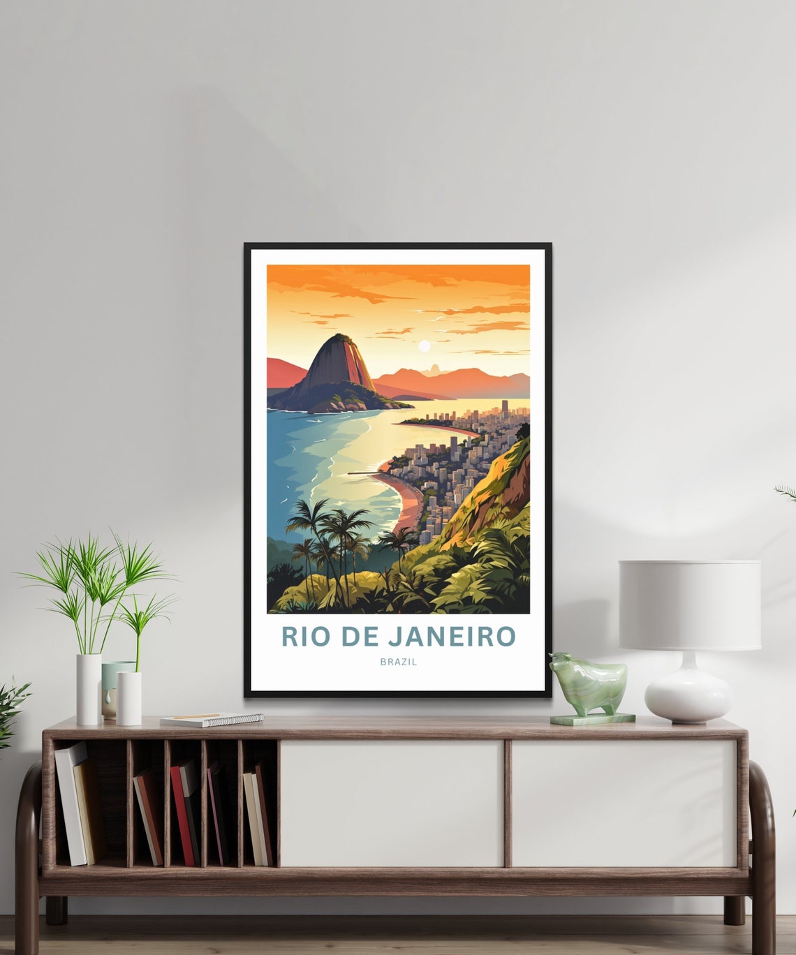 Rio De Janeiro Brazil Hillside Villa View Personalized Text Poster - Image 3