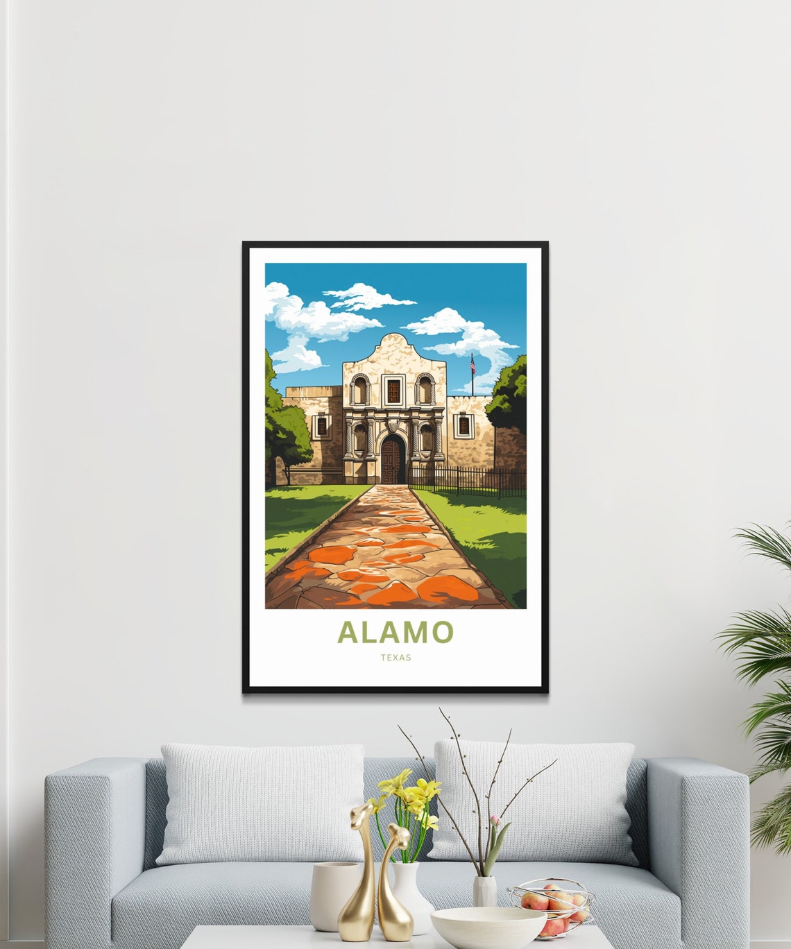 Alamo Front Facade Texas Mission San Antonio Historic Travel Poster - Image 3
