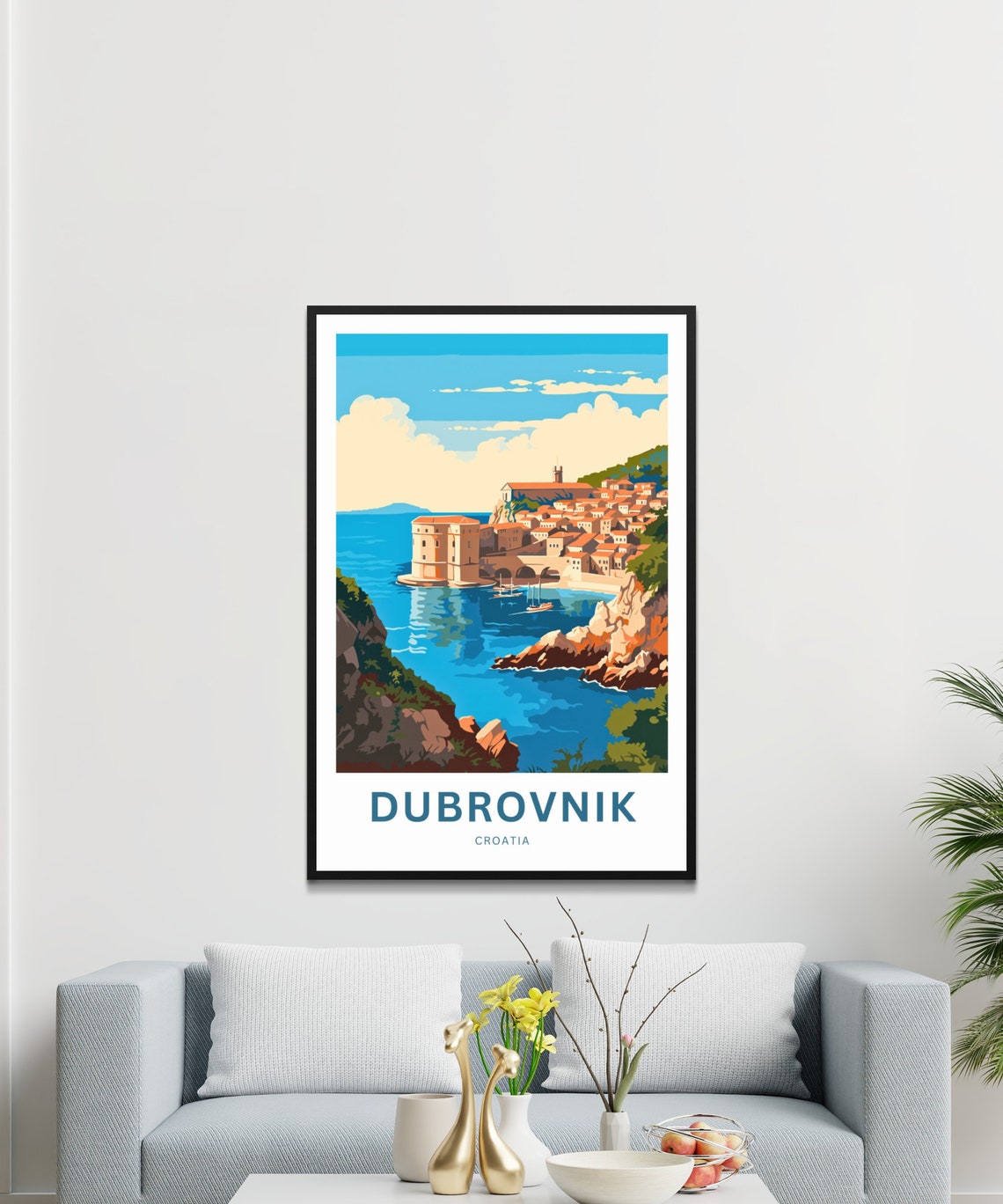 Dubrovnik Croatia Old Town Walls Fort Tower Sea Travel Poster - Image 3