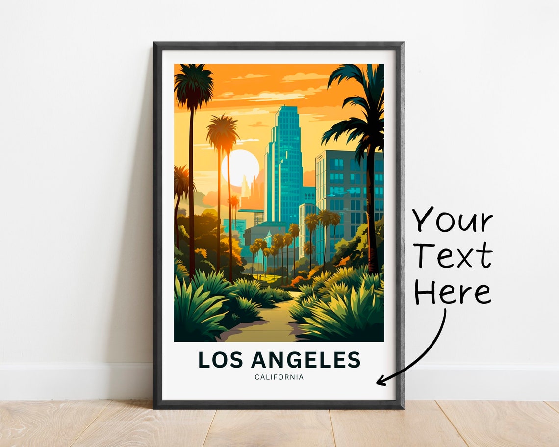 Personalized Los Angeles Downtown Skyline Golden Glow Poster
