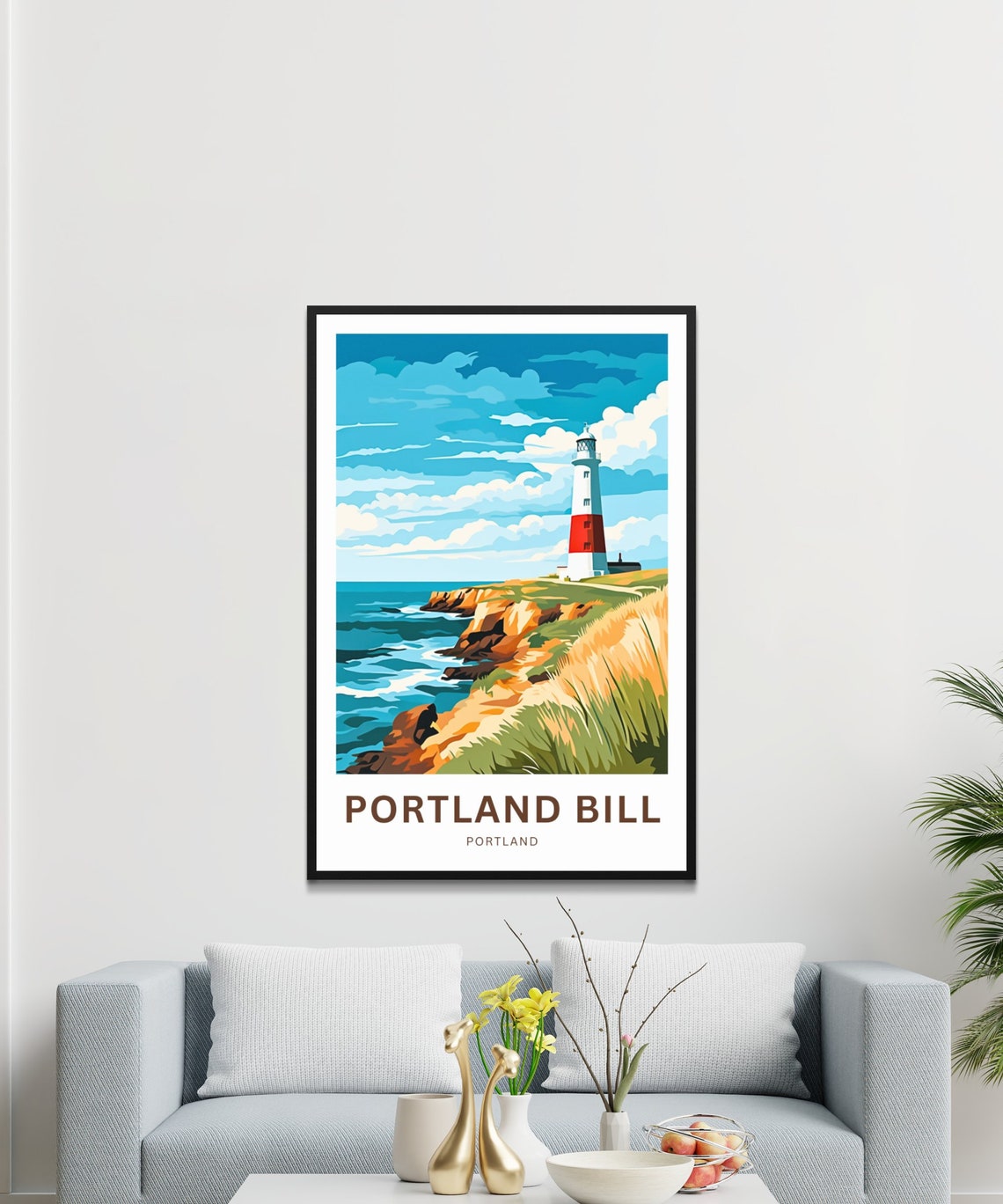 Portland Bill Lighthouse Rugged Cliffs Blue Sea Travel Poster - Image 3
