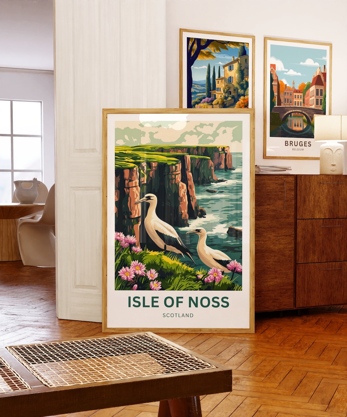 Isle of Noss Scotland Gannets Among Wildflowers Personalized Poster - Image 5