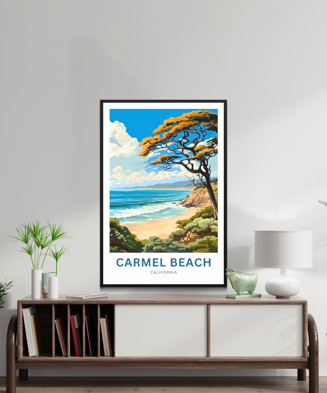 Carmel Beach California Windswept Cypress Coastal Bluffs Poster - Image 2