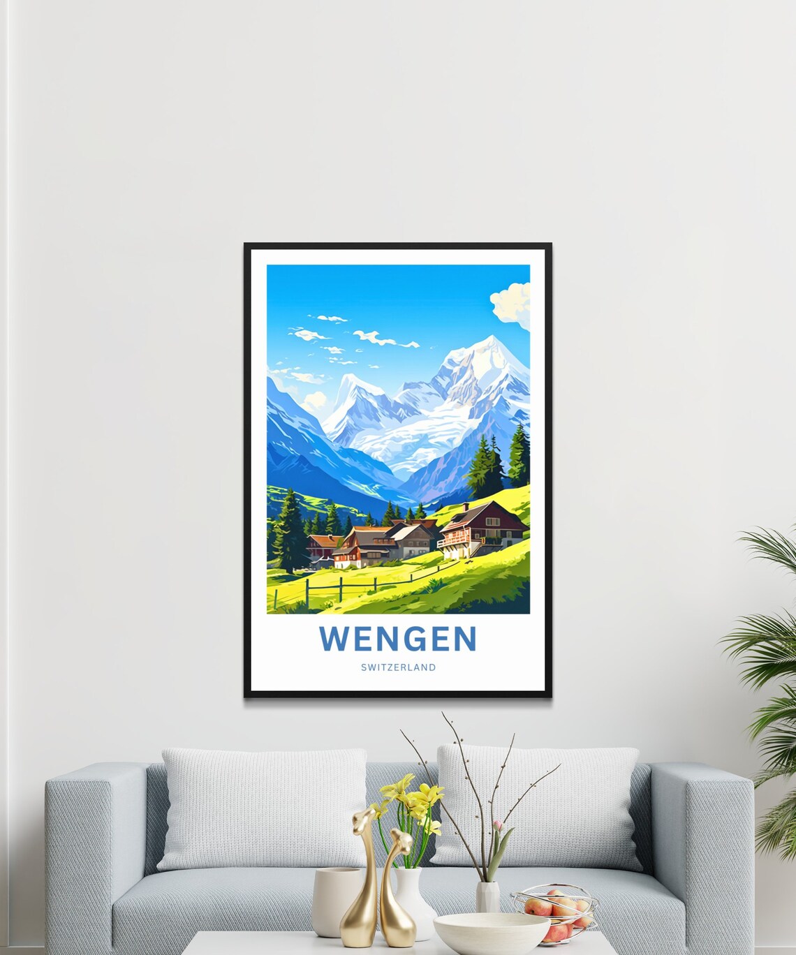 Wengen Switzerland Alpine Village Personalized Mountain Poster - Image 3