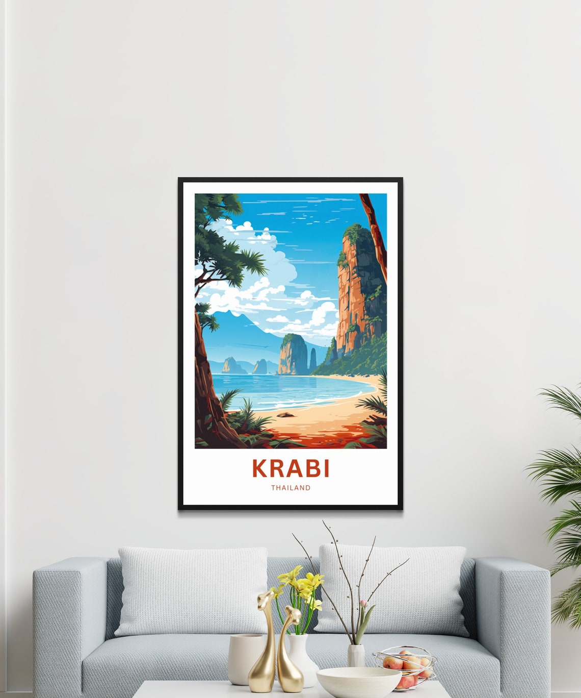 Krabi Thailand Tropical Beach Palm Cliffs Personalized Poster - Image 3