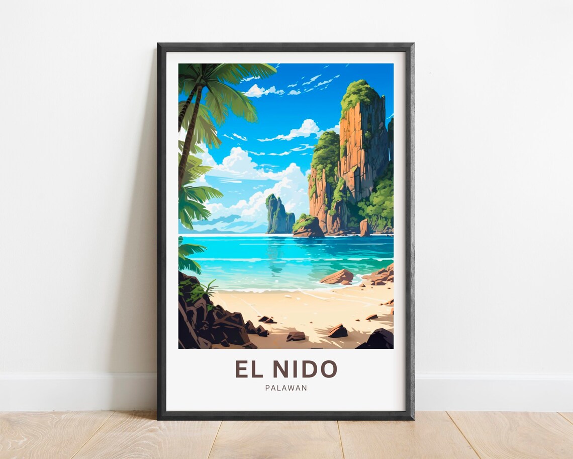 El Nido Palawan Limestone Cliffs Tropical Beach Scene Poster